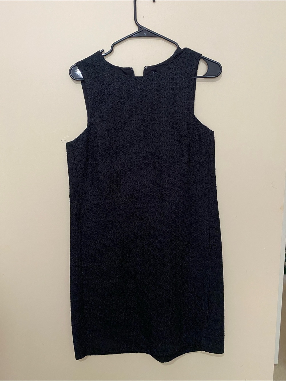 Theory Black Sleeveless Eyelet Shift Dress